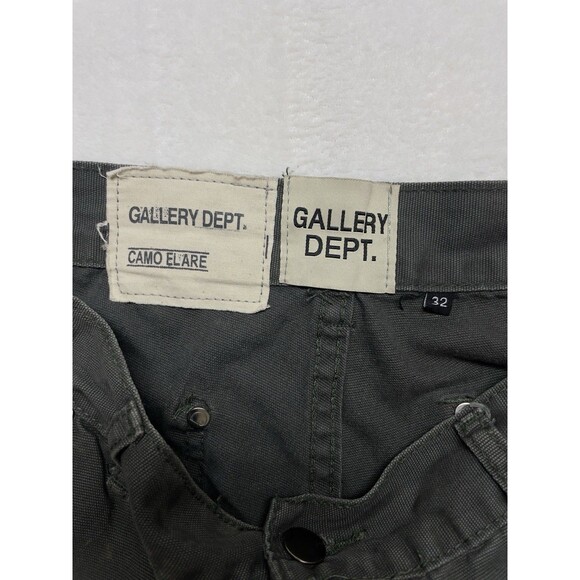 Gallery Dept. Men's W32 L31 Flared Leg Green Carpenter Paint Splatter Pants - Picture 6 of 13